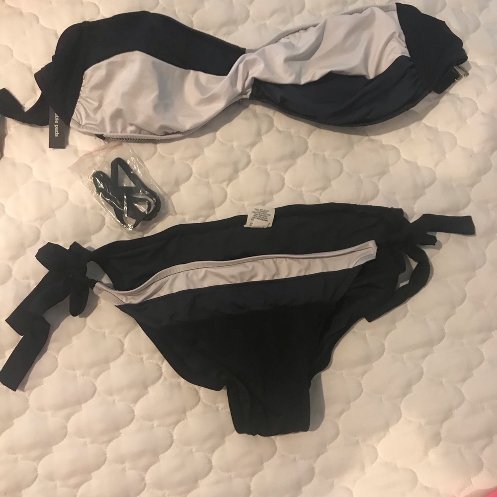 Black and white two piece swimsuit